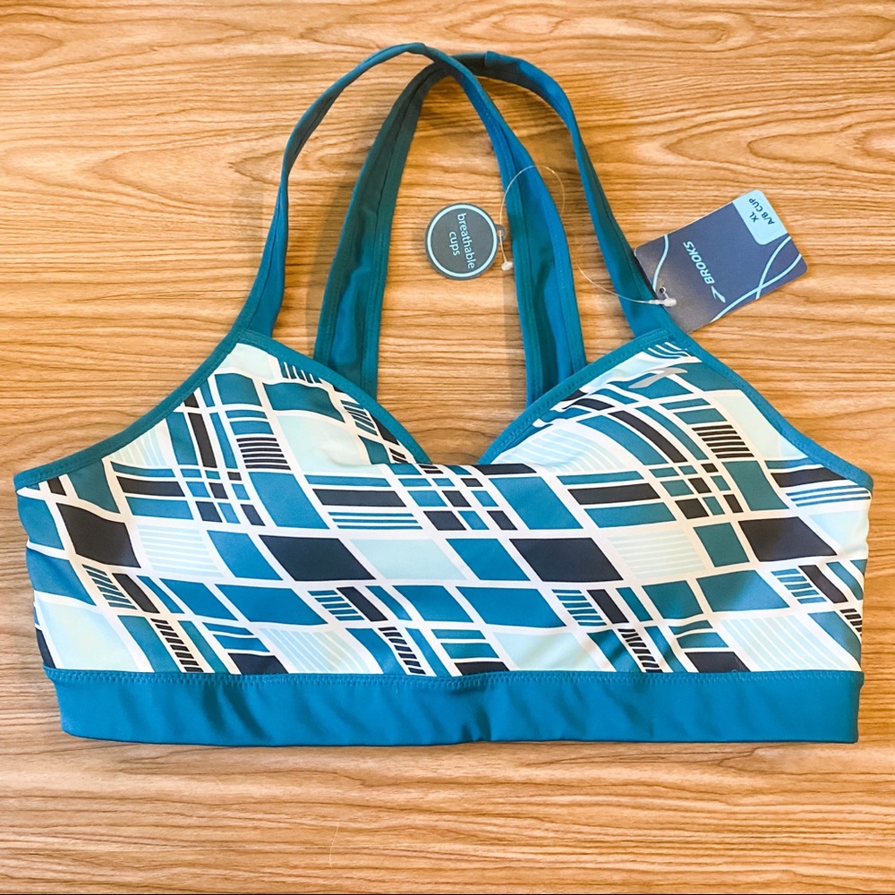 Brooks Uprise Crossback Sports Bra Blue Ocean Wave
